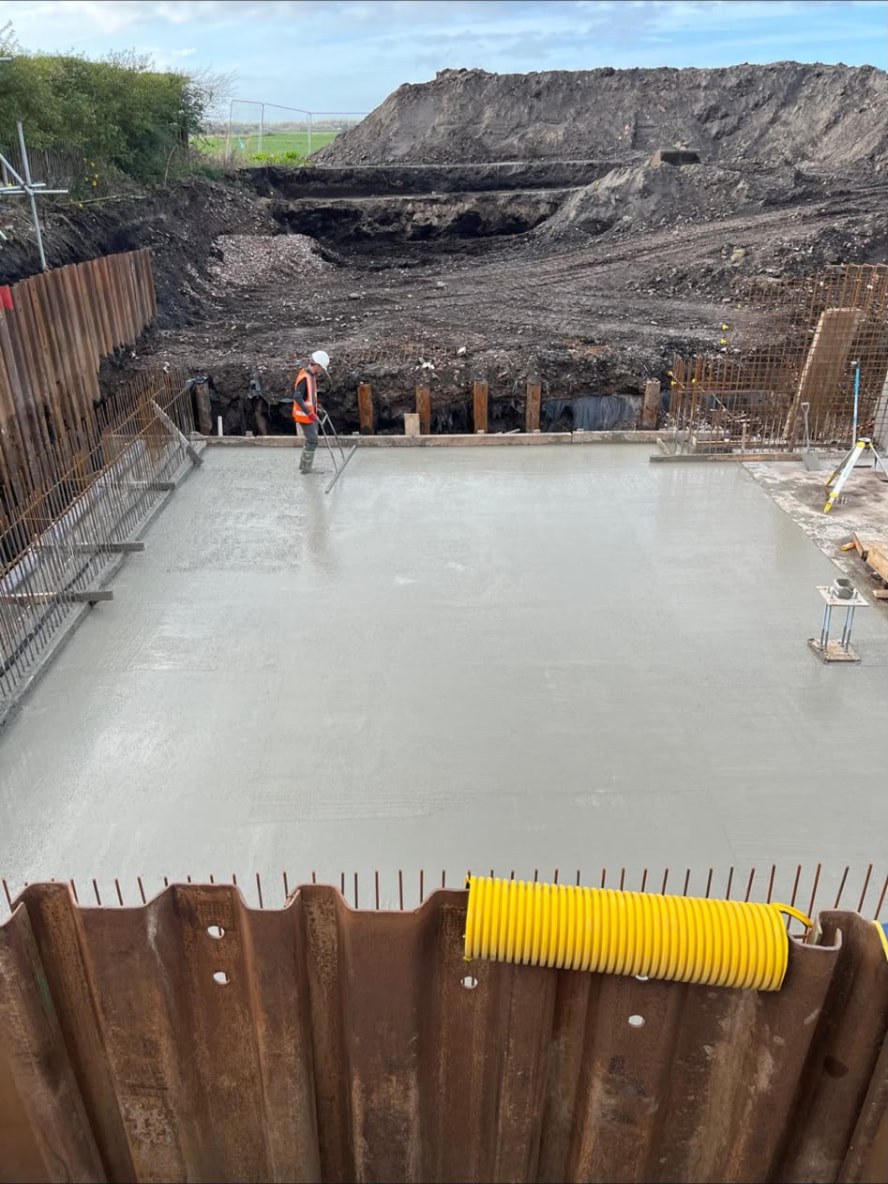 Sheet-Piled Basement Slab Pour